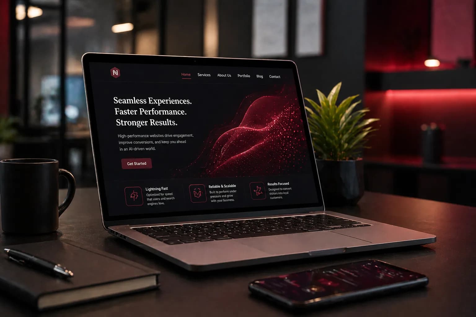 Modern website dashboard interface representing high-performance engineering