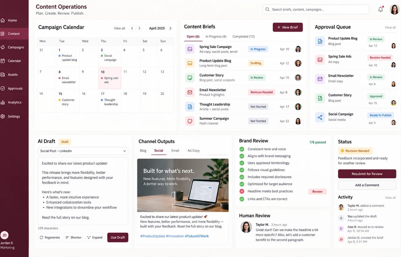 Generative AI Content Studio capability showcase by Elite Web Technologies