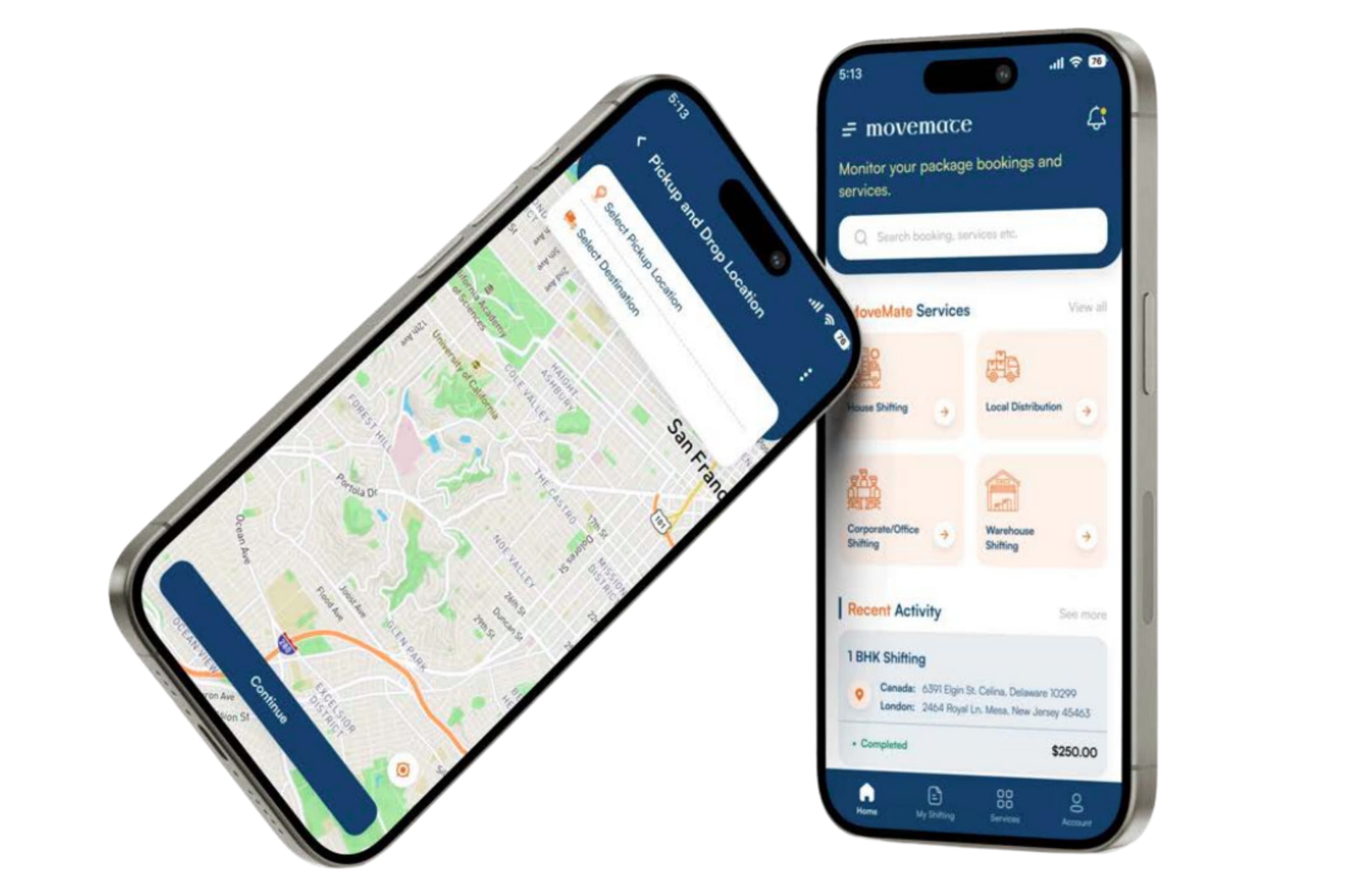MoveMate shifting services app by Elite Web Technologies